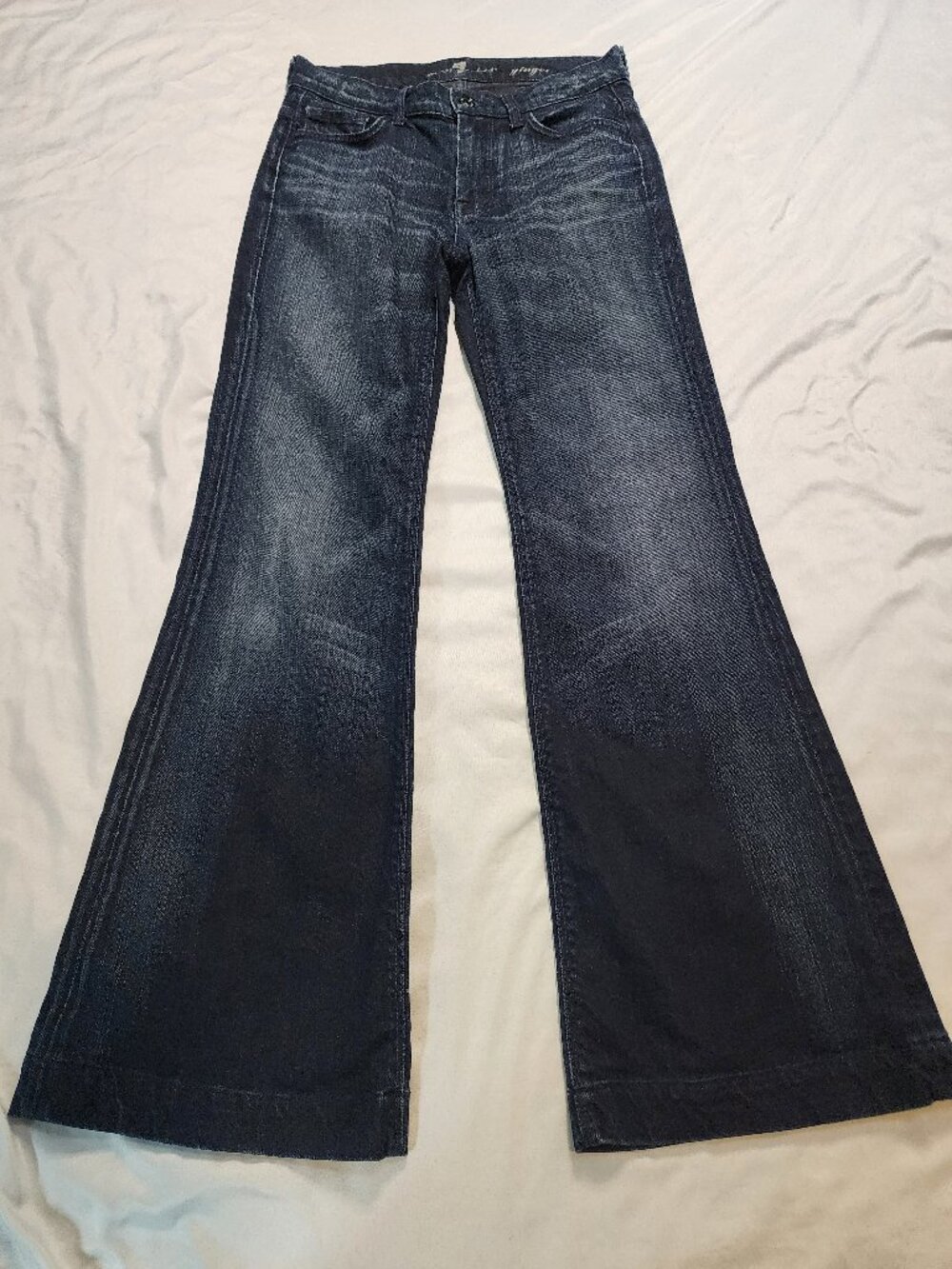7 For All Mankind Ginger Jeans 27 Y2K Dark Wash Flare Wide Leg Bell Bottom